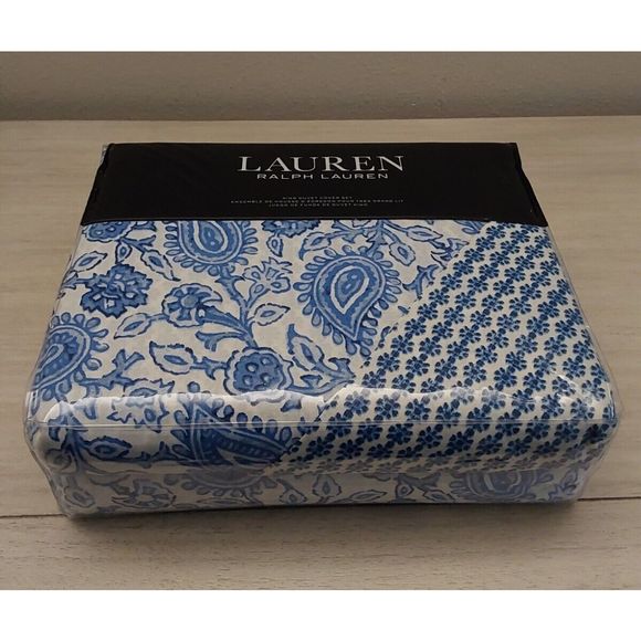 Ralph Lauren ARIELLE FLORAL Navy White 100% Cotton King Duvet Cover Set - Picture 2 of 10